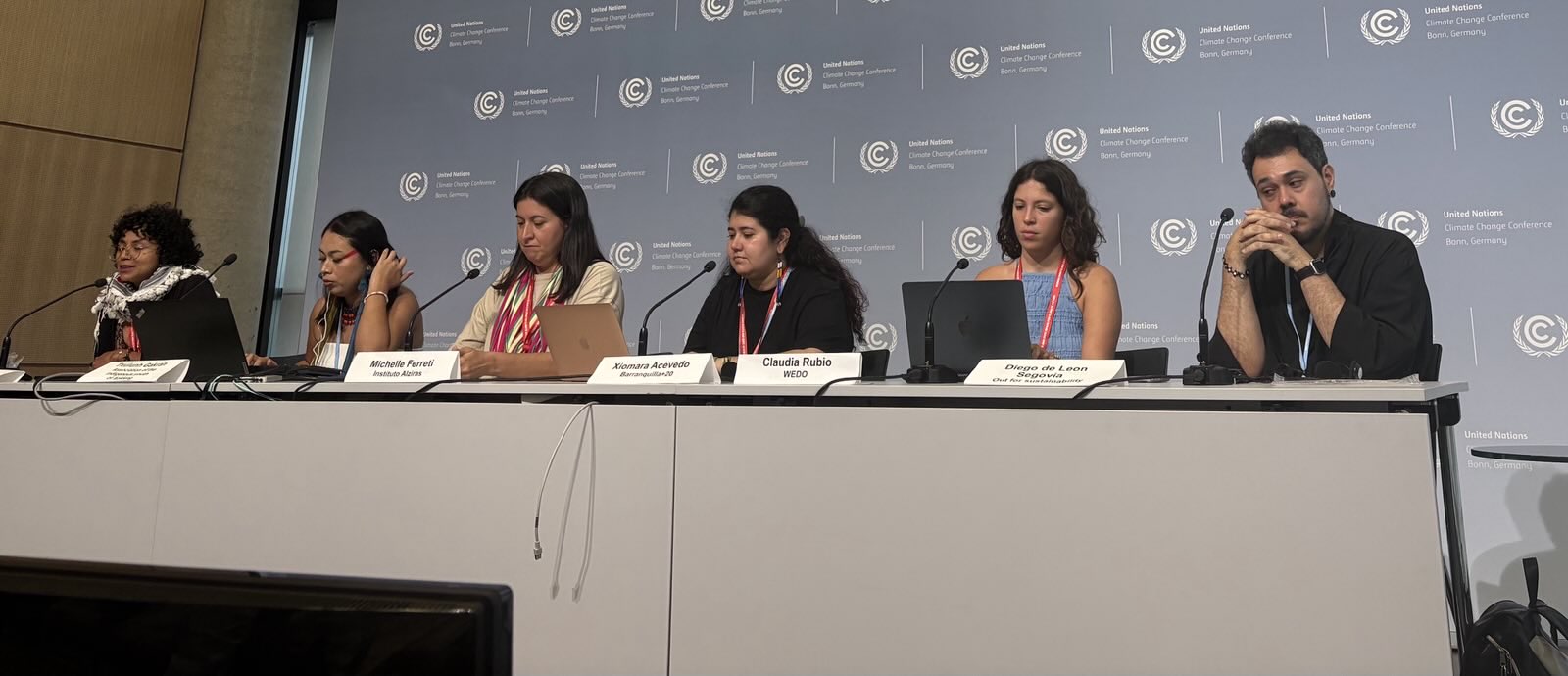 Image showing the Panel of the Press Conference at SB62 for launching the Latin America and Caribbean Feminist Taskforce