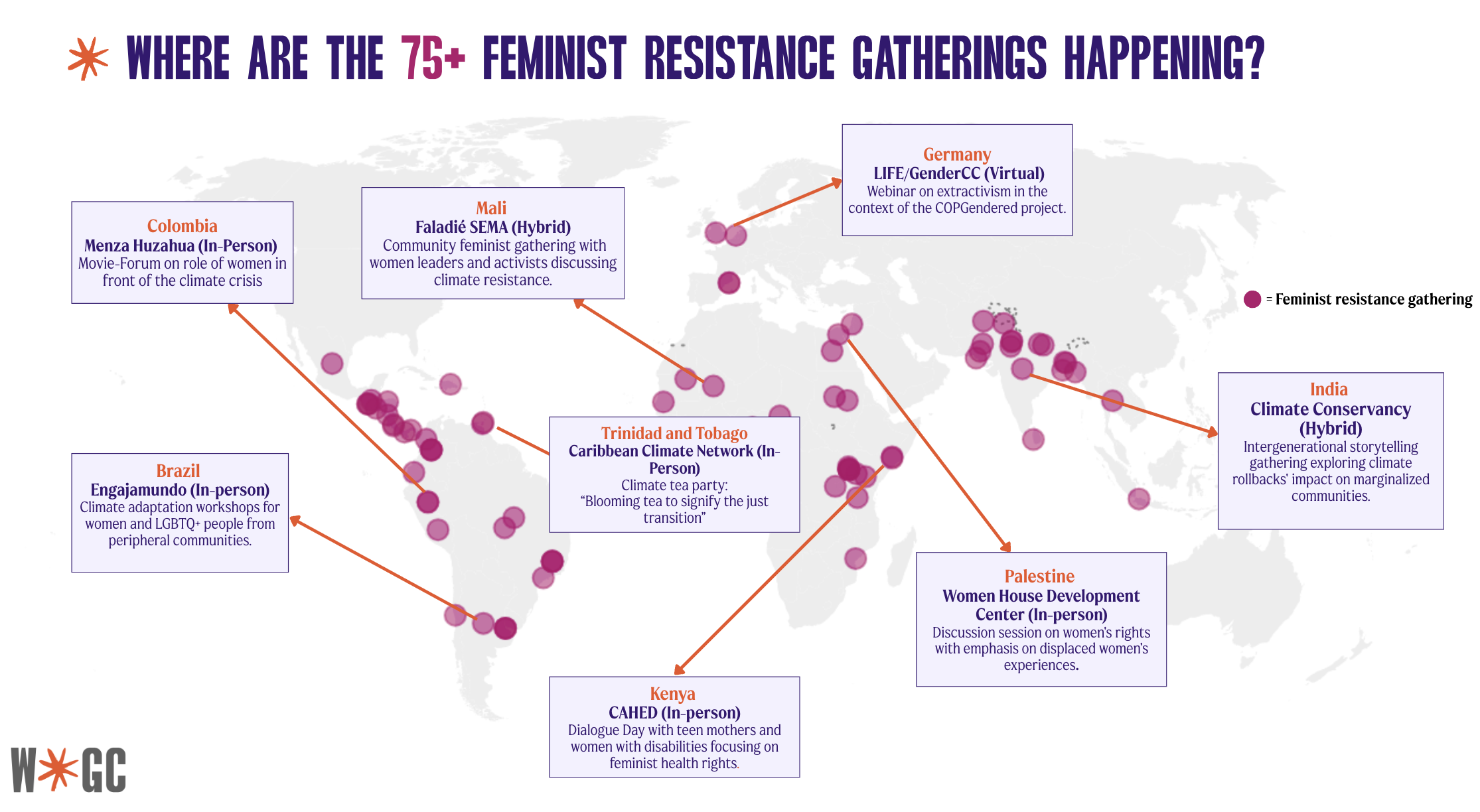 Where are the 75+ feminist resistance gatherings happening?